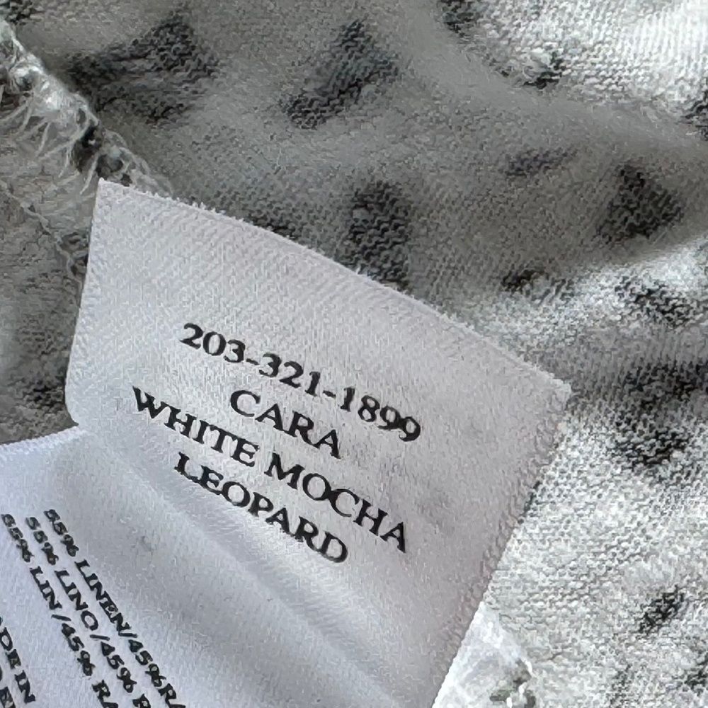 Rails Cara White Mocha Leopard Print Linen Blend Tee Shirt Sz M - Picture 6 of 8